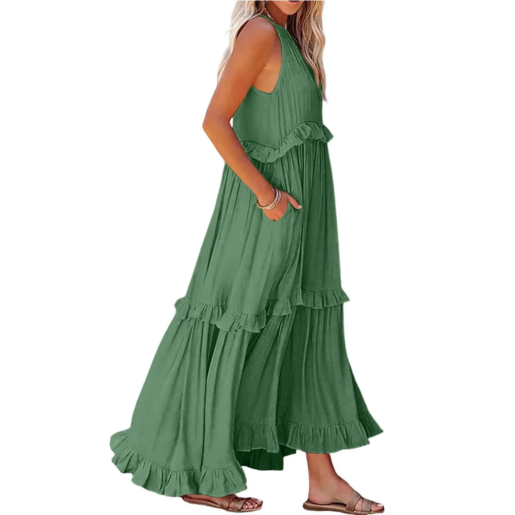 Women Summer Maxi Dress Lightweight Beach Swing Dress