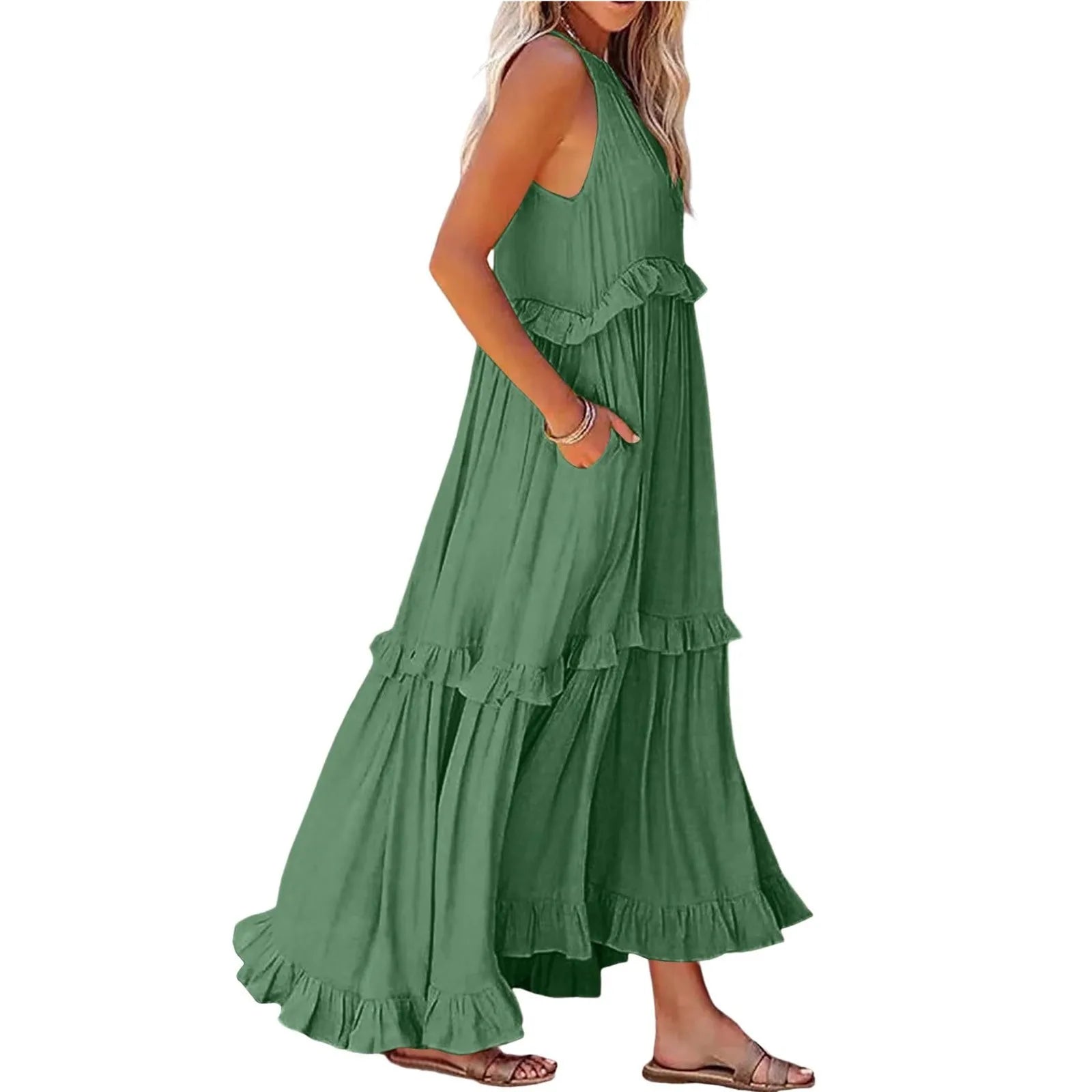 Women Summer Maxi Dress Lightweight Beach Swing Dress