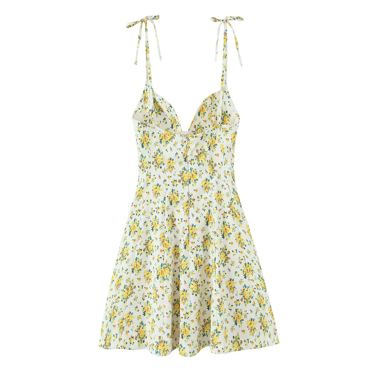 Floral Slip Dress With Bow Lace Up Sleeveless Mini Dress