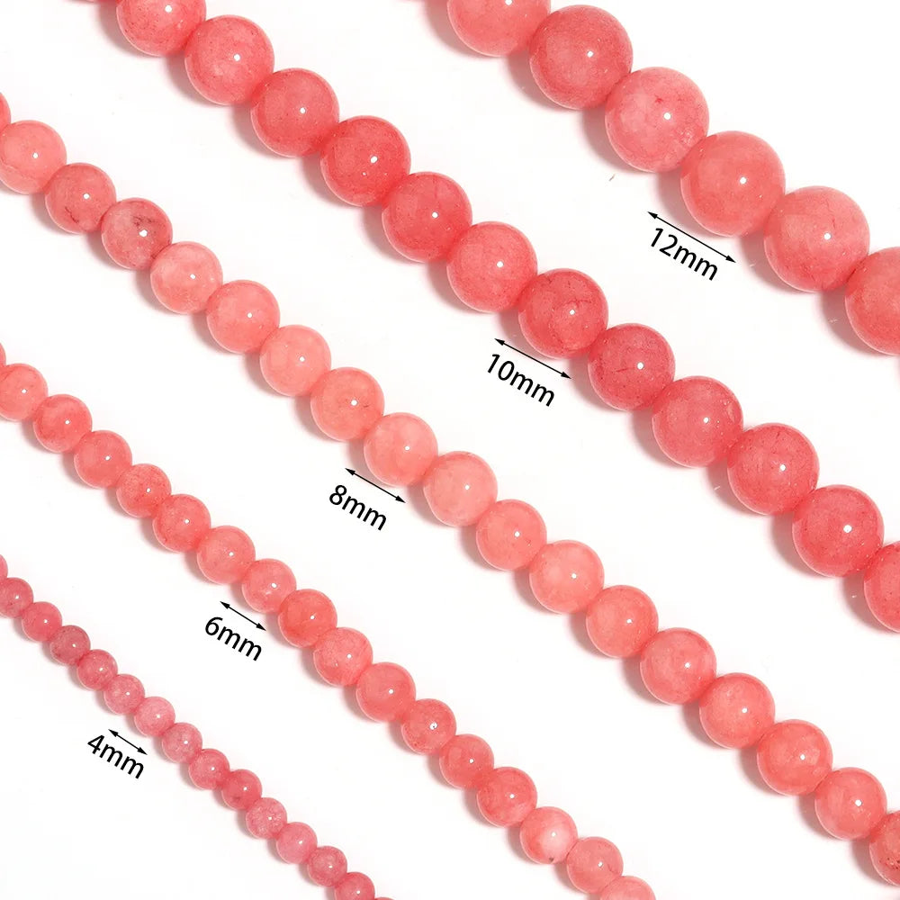 Natural Pink Chalcedony Stone Beads for Jewelry Making DIY Bracelet and Necklace Accessories