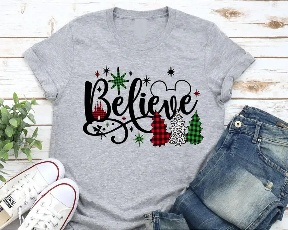 Funny Christmas T Shirt for Women with Santa Claus Mask Print Graphic Tee