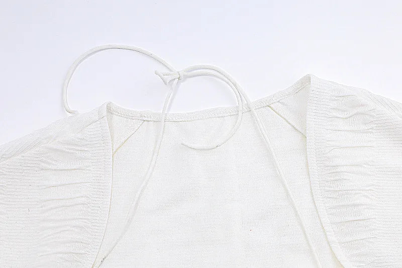 Casual Square Neck Mini Dress With Ruffles Bow Trim