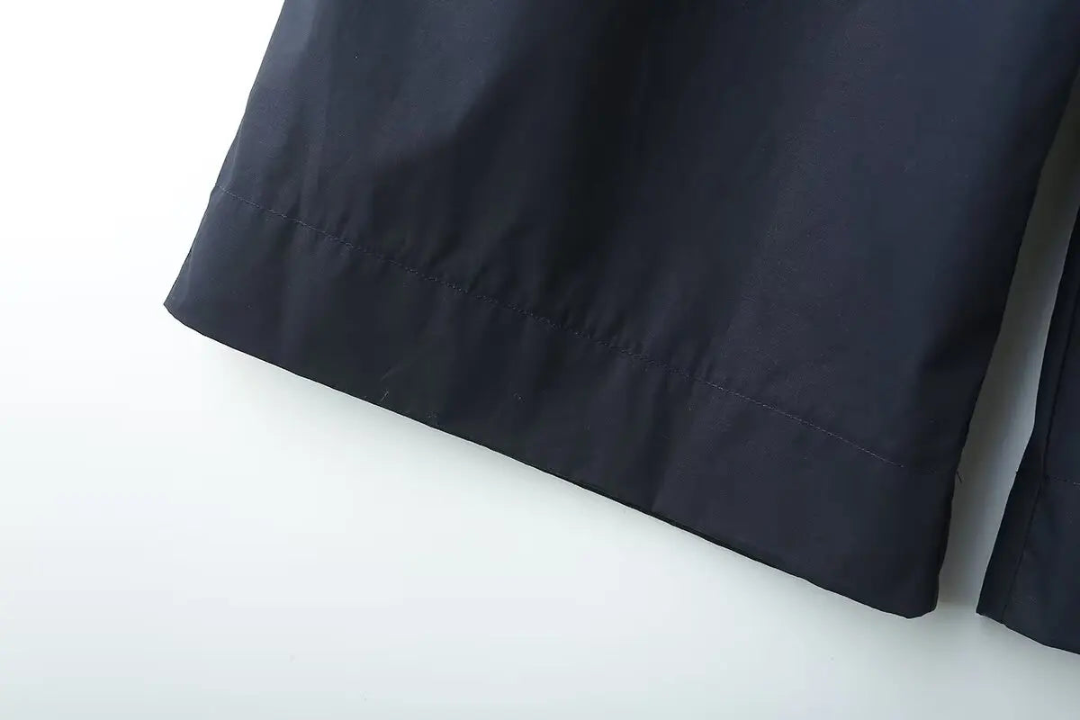 Autumn Women Casual Two Piece Set with Poplin Shirt and High Waist Long Pants