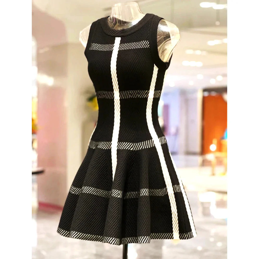 Elegant Black Knit Dress For Women Sleeveless Party Dress
