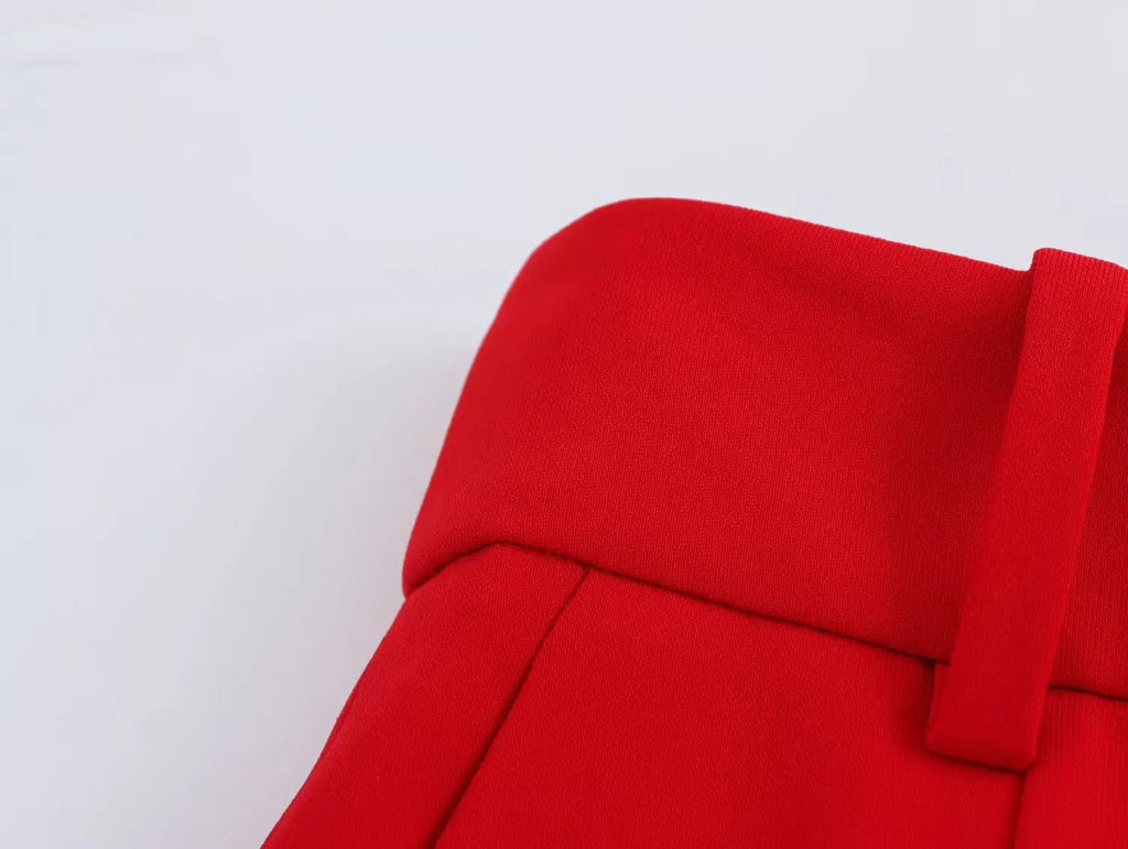 Women's Belted V-neck Vest Top with Shoulder Pads and Pockets Paired with Flared Pants for Casual Spring Summer Chic Look