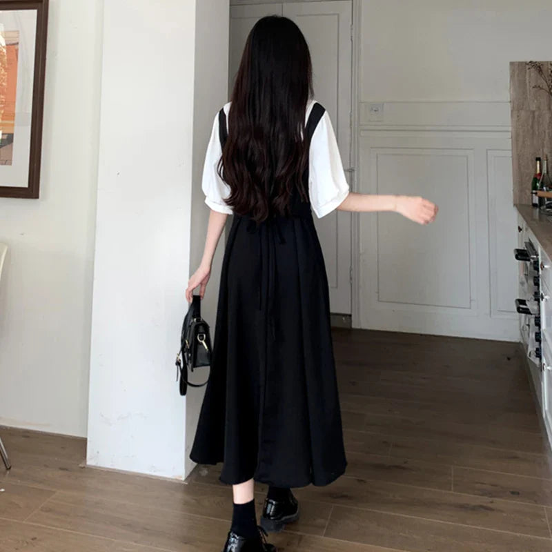 Korean Style Kawaii Summer Midi Dress For Women Ladies