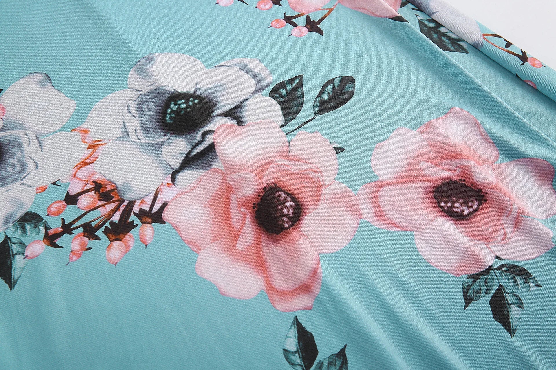 Floral Print Short Sleeve Dress With Large Hem For Women