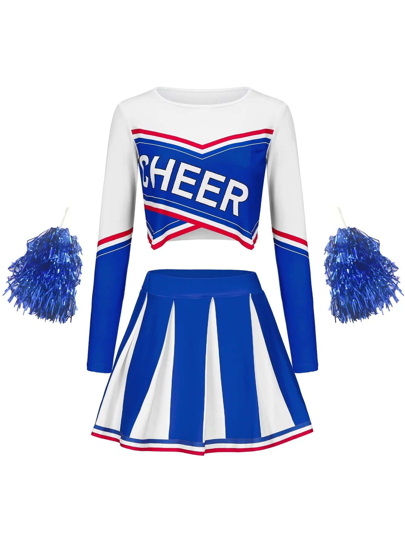 Womens Long Sleeve Cheerleader Dress for Stage Performance