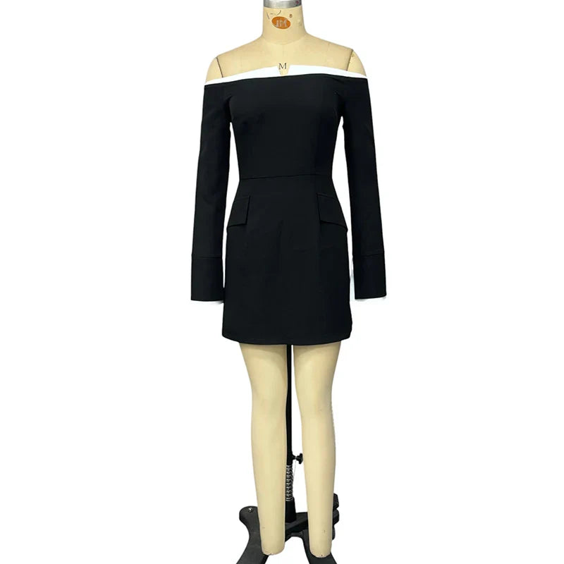 Elegant Off Shoulder Evening Dress With Long Sleeves