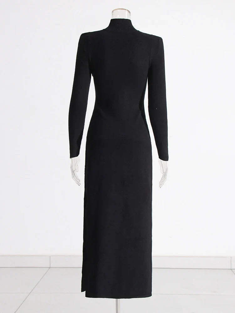 Spliced Belt A Line Dress For Women Stand Collar Sleeve