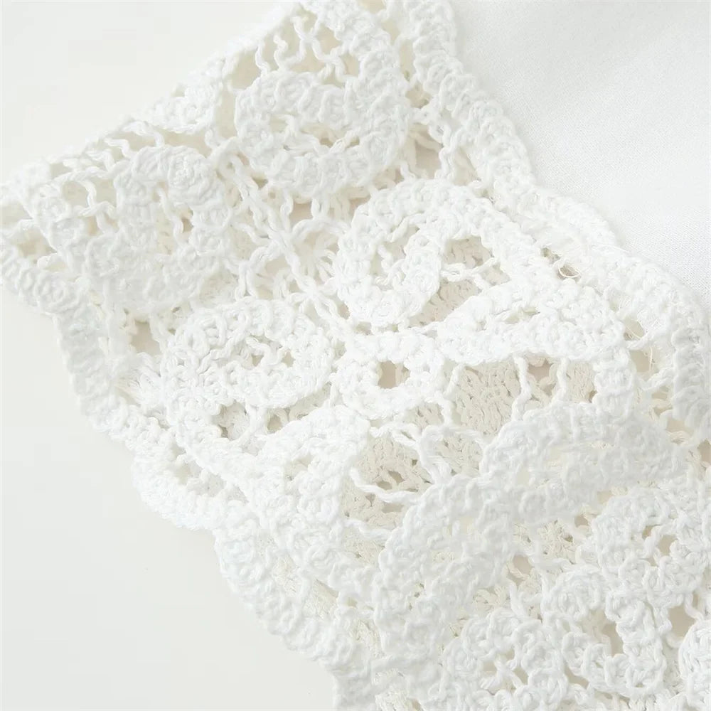 Versatile Women's Crochet Long Sleeve Lapel Shirt and Straight Leg Casual Pants Fashion Set