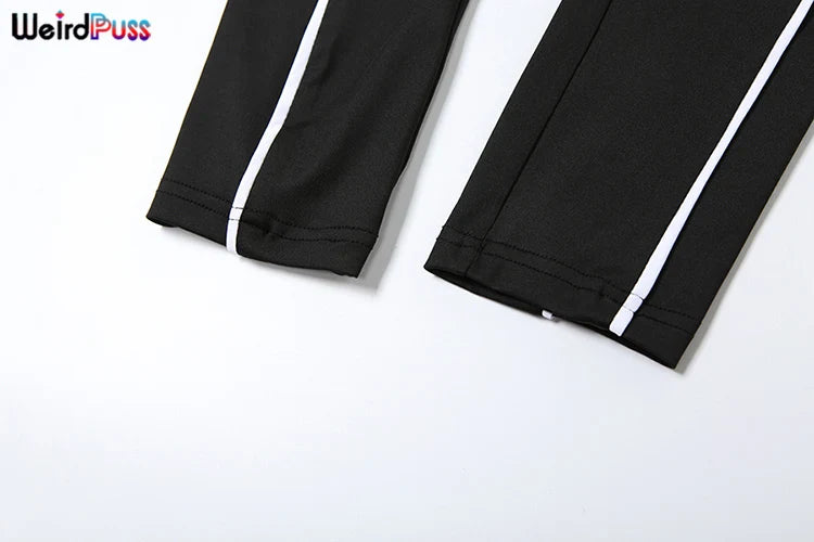 Casual 2 Piece Tracksuit Set with Zip Crop Jacket and Leggings for Sporty Streetwear