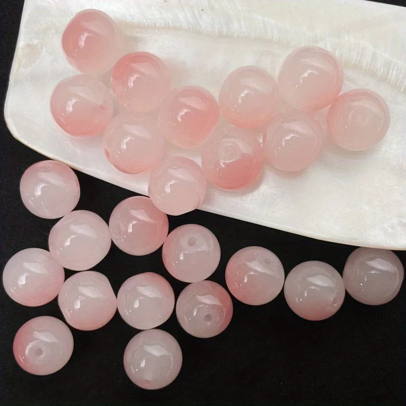 8mm Dual Color Glass Loose Beads for DIY Jewelry Making 50pcs Sweet Style Decorative Beads