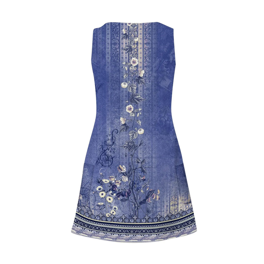 Boho Floral Knee Length Sundress With Pockets Loose