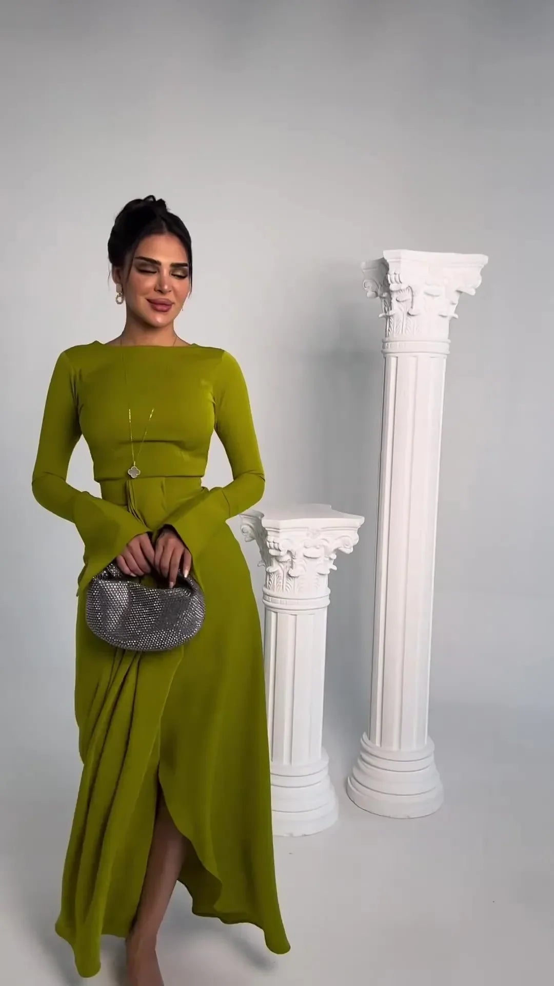 Satin A Line Prom Dress with Jewel Embellishments Gown