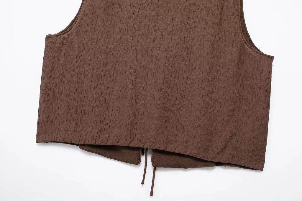 Tied Sleeveless Vest Top and High Waist Midi Skirt Two Piece Set Women's Summer Waistcoat Long Skirt Outfit