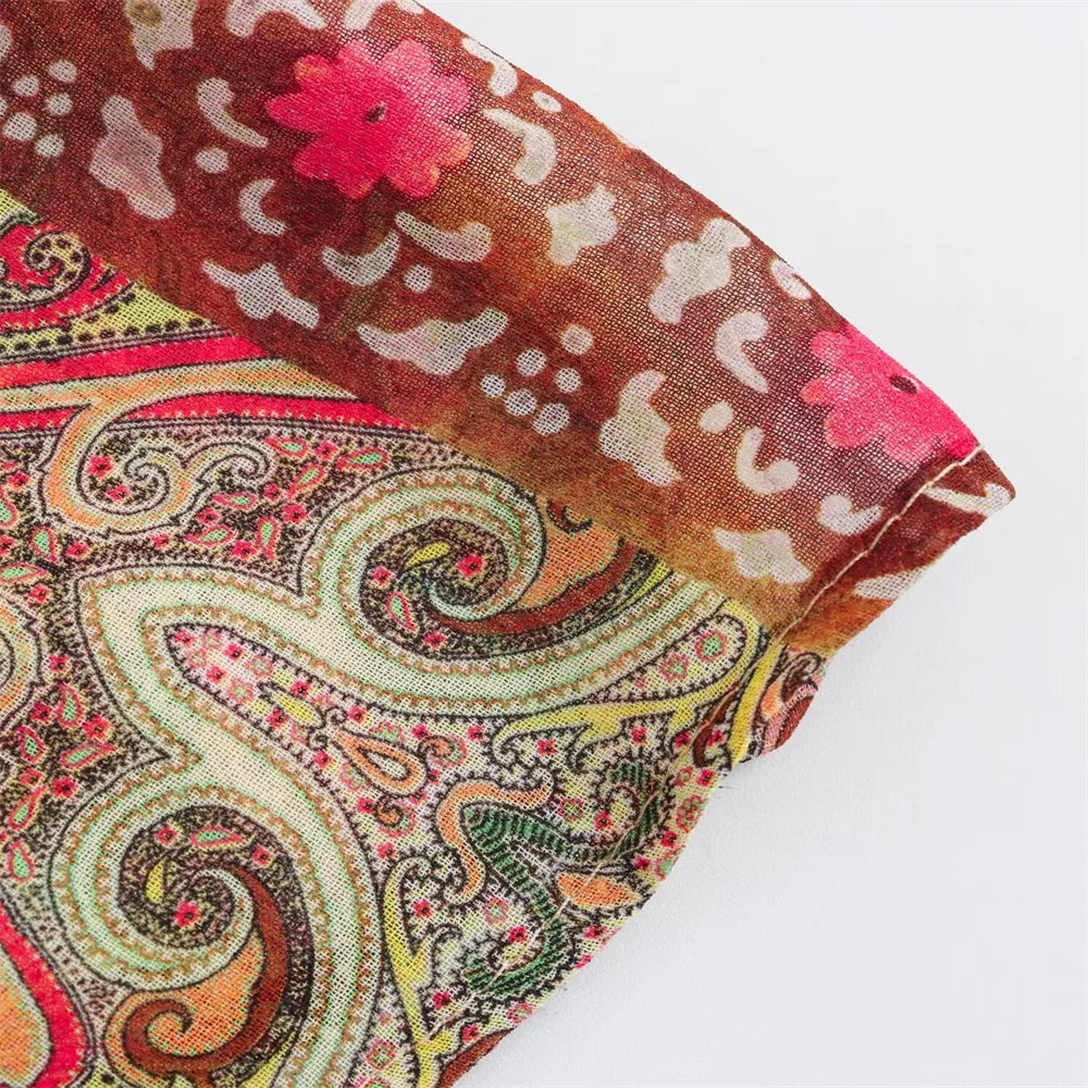 Backless Patchwork Printed Summer Dress For Women Slim Fit