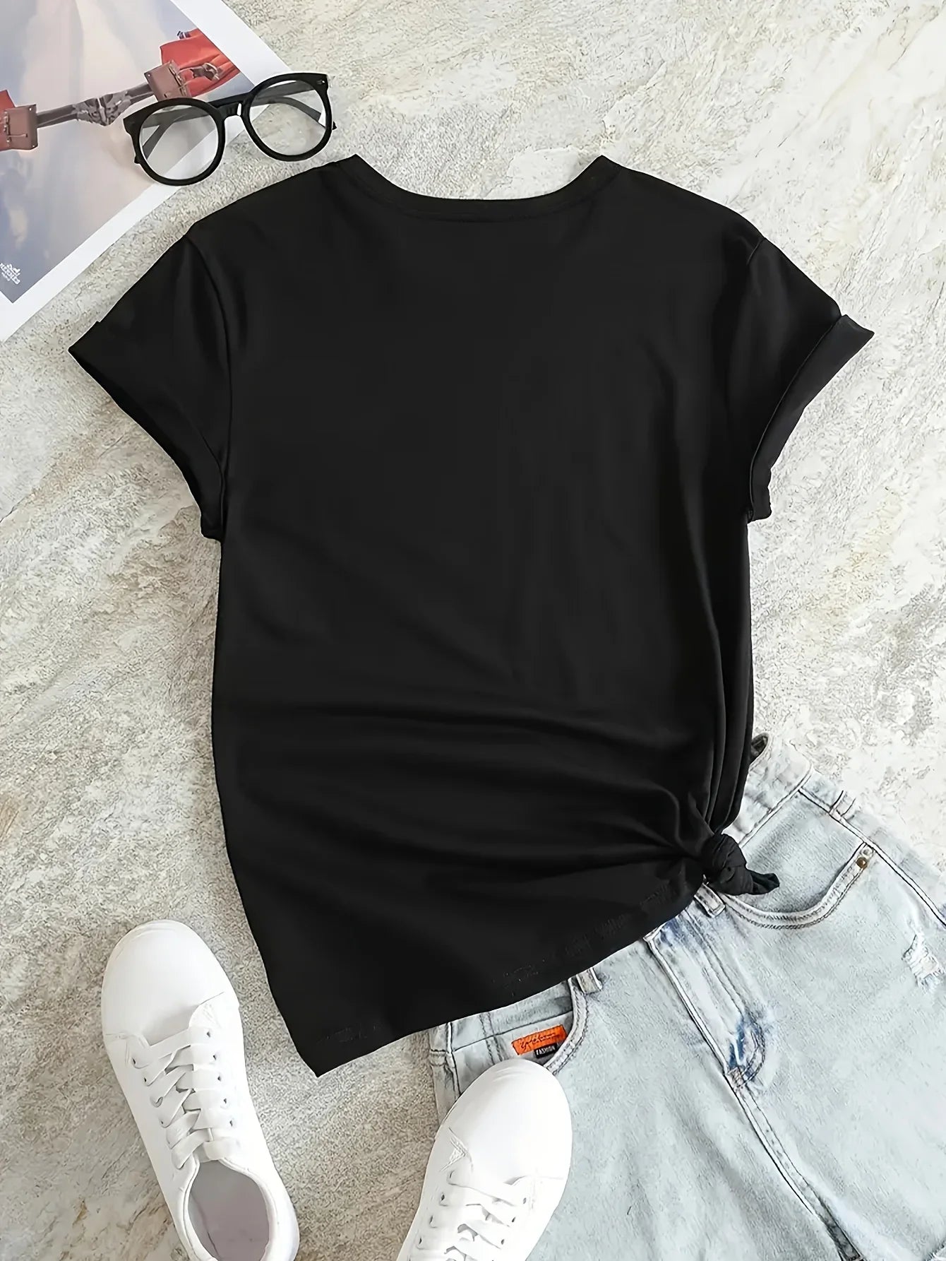 Letter Print Casual T-Shirt for Women, Short Sleeve Crew Neck Summer and Spring Top