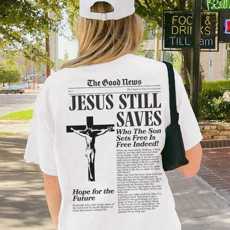 Women Retro Fashion Christian Bible Verse T-Shirt Unisex Oversized Harajuku Graphic Tee Faith Top Gifts
