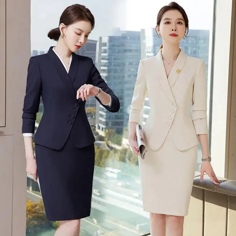 Ladies Formal Pant Suit Set with Blazer and Trousers for Professional Business Attire, Stylish Autumn Winter Women's Work Wear Outfit
