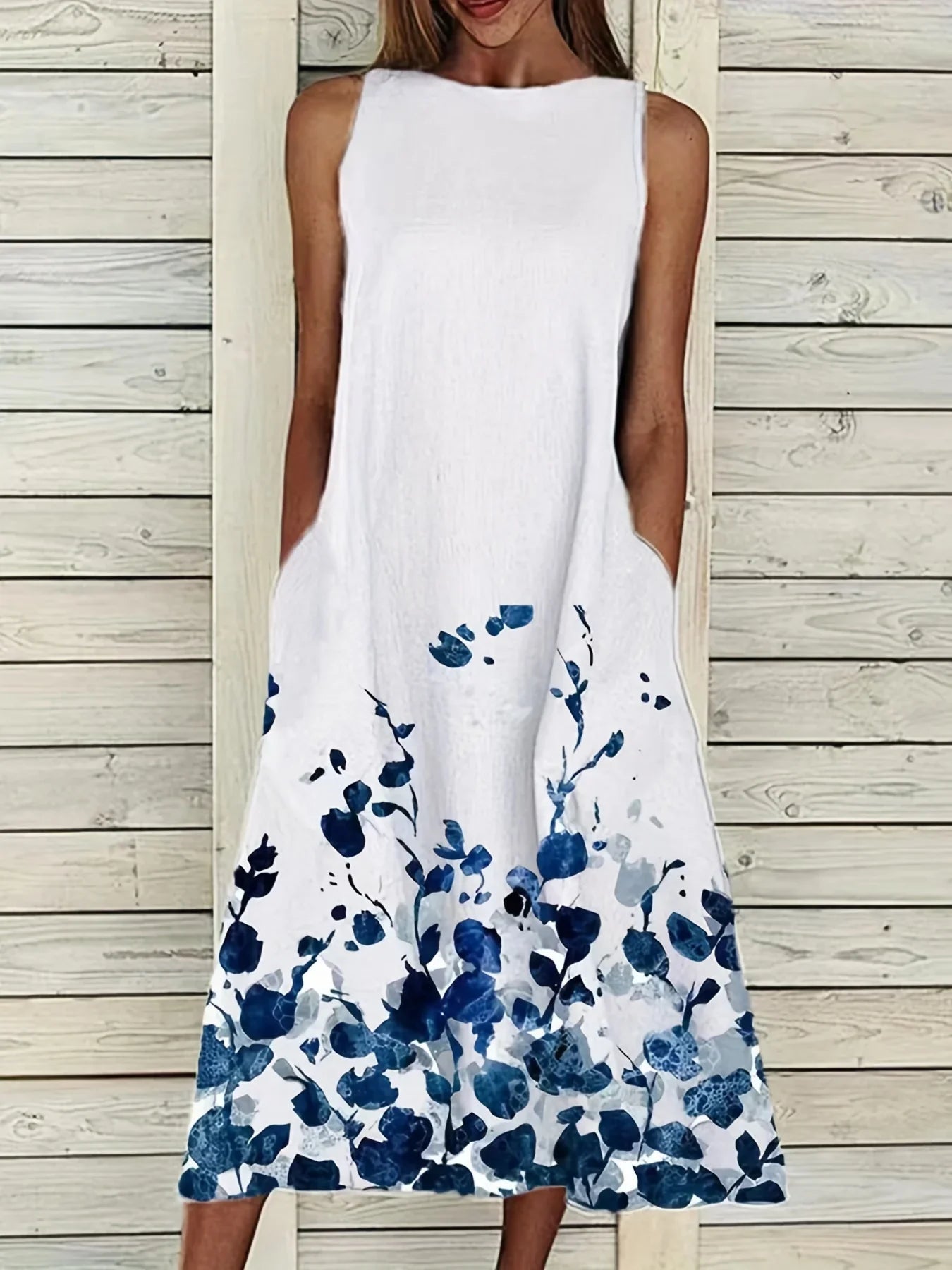 Floral Print Dress For Women With Flowing Skirt Detail
