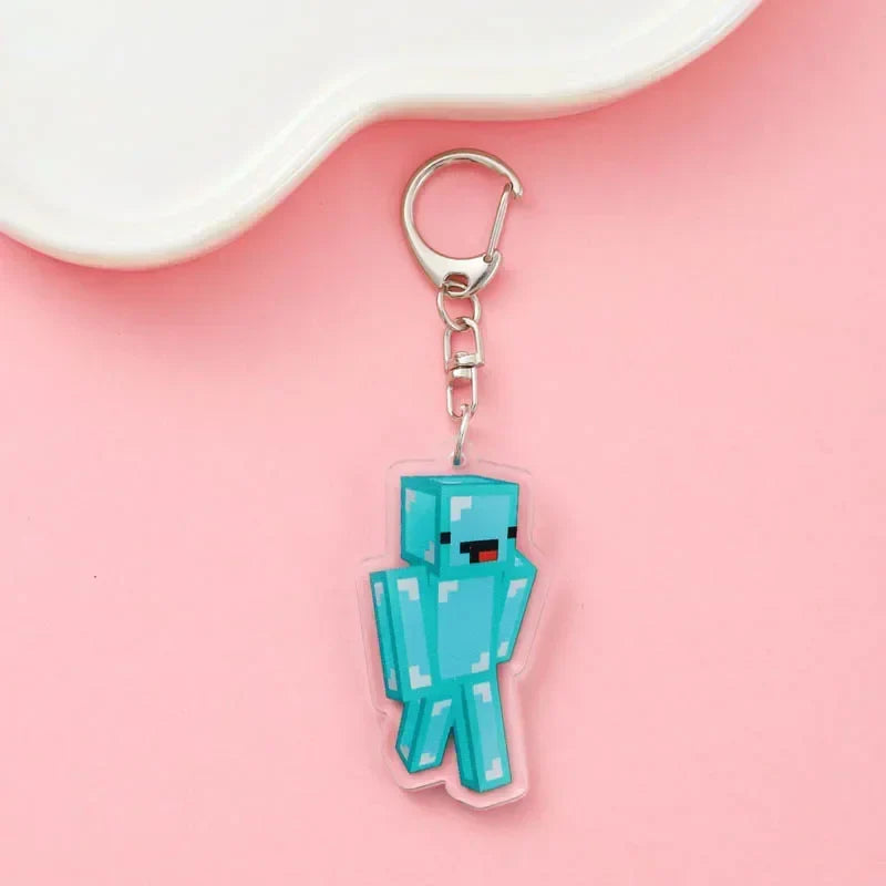 Diamond Sword Keychain with Enchanted Golden Apple and Pickaxe Model Toys for Gamers and Collectors