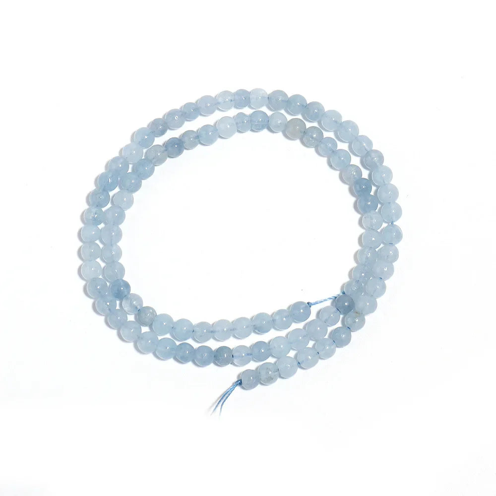 Natural Aquamarine Stone Beads Blue Round Gemstone Beads for DIY Jewelry Making and Accessories