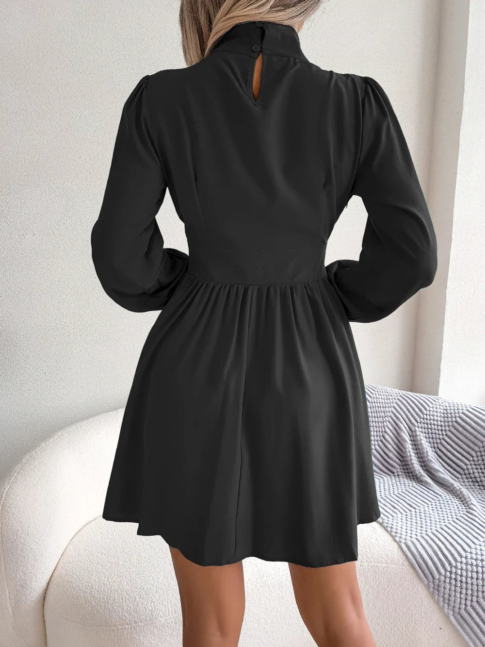 A Line Dress For Women Hollow Out Long Sleeve Elegant