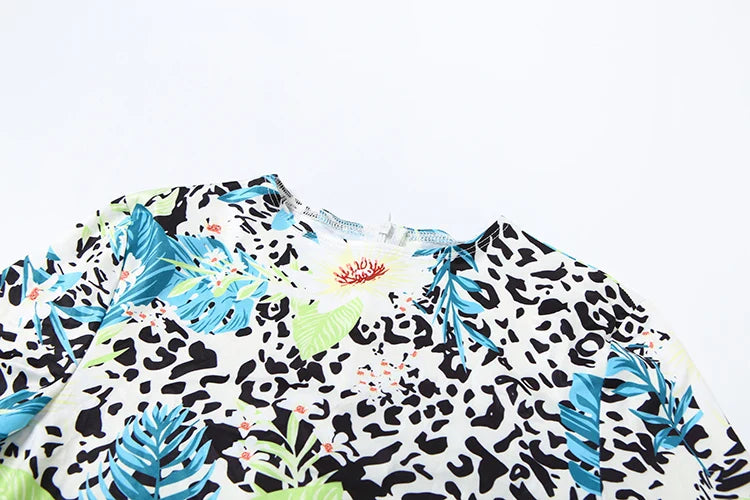 Weird Puss Colorful Print Women's Short Sleeve Skinny Jumpsuit Soft Stretch O-Neck Casual Summer Fitness Street Overalls