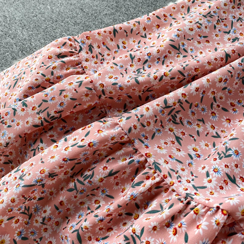 Floral Print Maxi Dress For Women Elastic Waist A Line