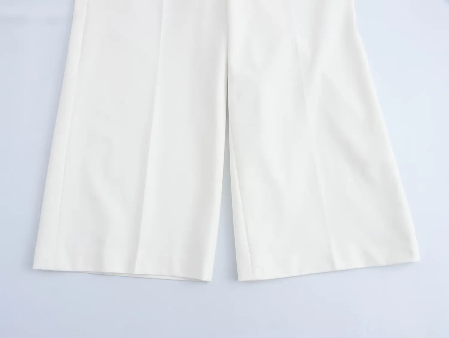 Women Chic Cropped Vest Pants Suit with Lapel and Single Button High-Waist Zip Straight-Leg Trousers Set