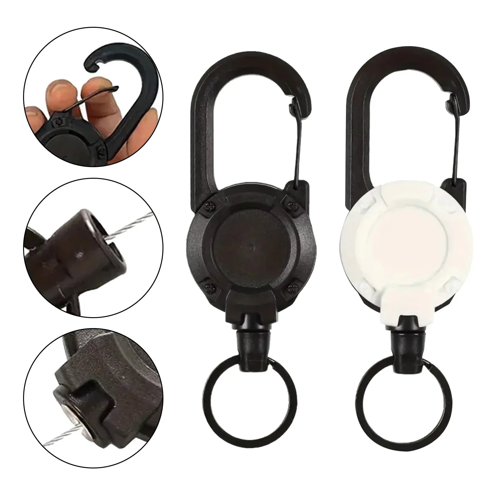 Heavy Duty Retractable Key Ring with Anti-Theft Metal Design and Easy-Pull Elastic Rope for Keys and Badges
