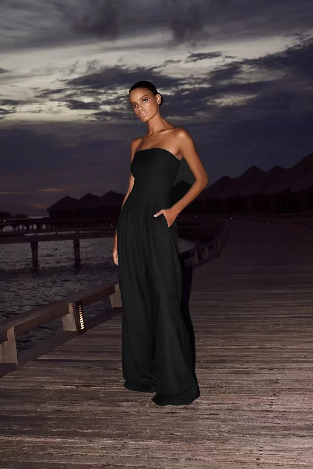 Elegant Women Off Shoulder Loose Jumpsuit Sleeveless Sexy Solid Color Casual Chic Playsuit Comfortable Stylish Female Romper