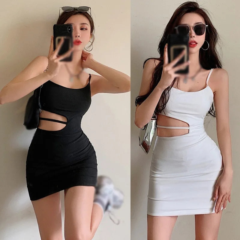 Backless Summer Hollow Out Dress Solid Color Sleeveless