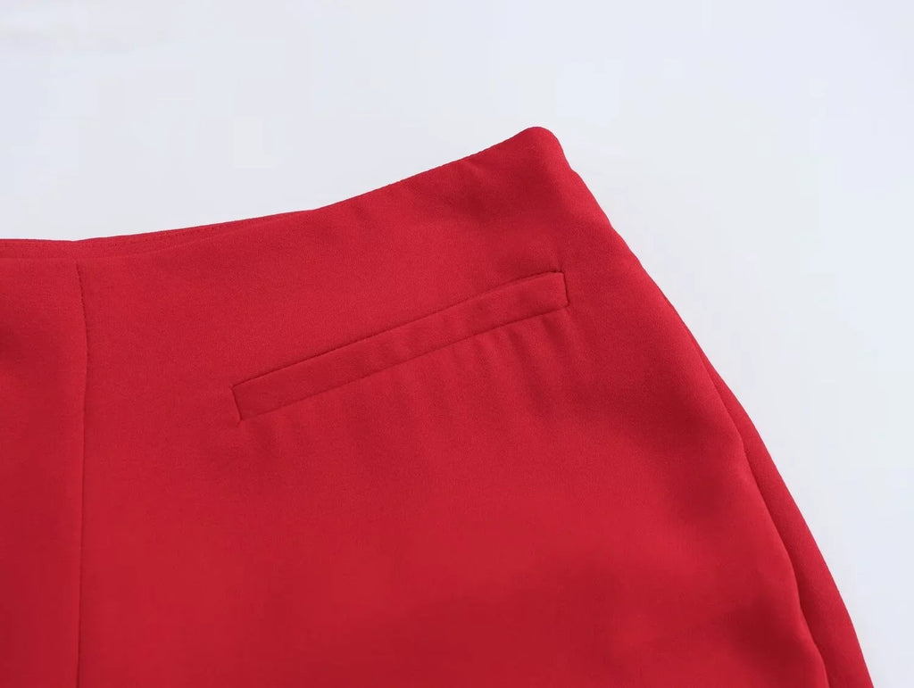 Women's Casual Black Sleeveless Split Design Vest Pants Set with Belt for Autumn Commuting