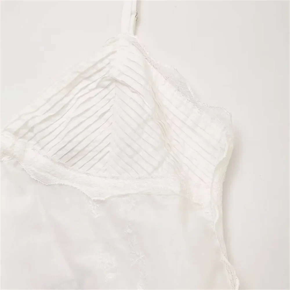 Womens Embroidered Spaghetti Strap Dress Slim Fit Elegance