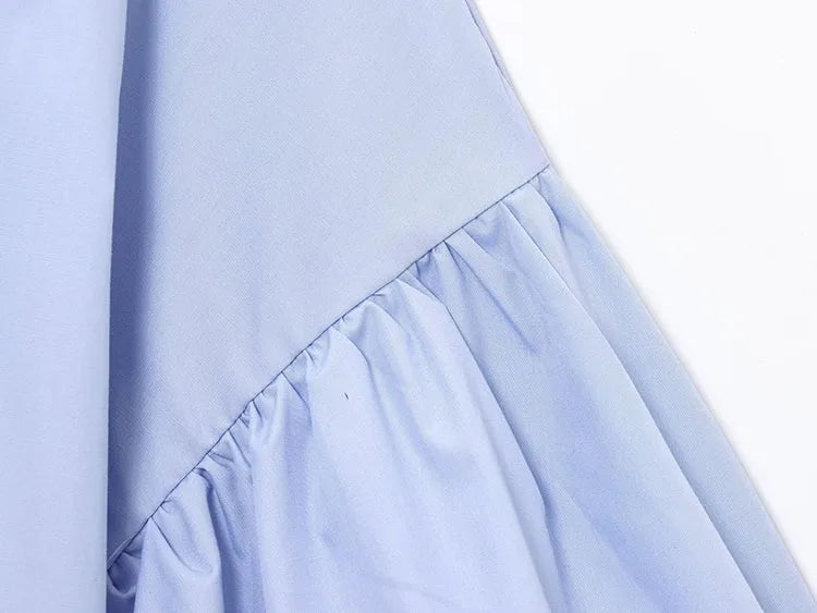 Women's Casual Short Shirt with Puff Sleeves Button Front Loose Blouse Chic Spring Top