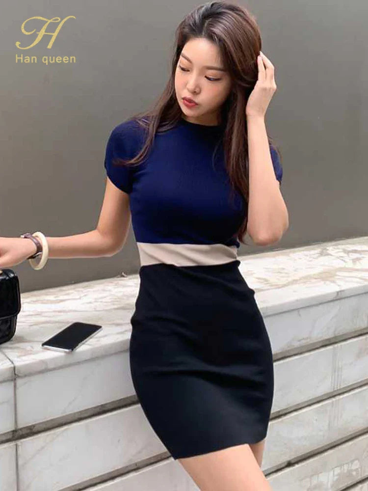 O Neck Knit Bodycon Dress For Women Pencil Sheath Style