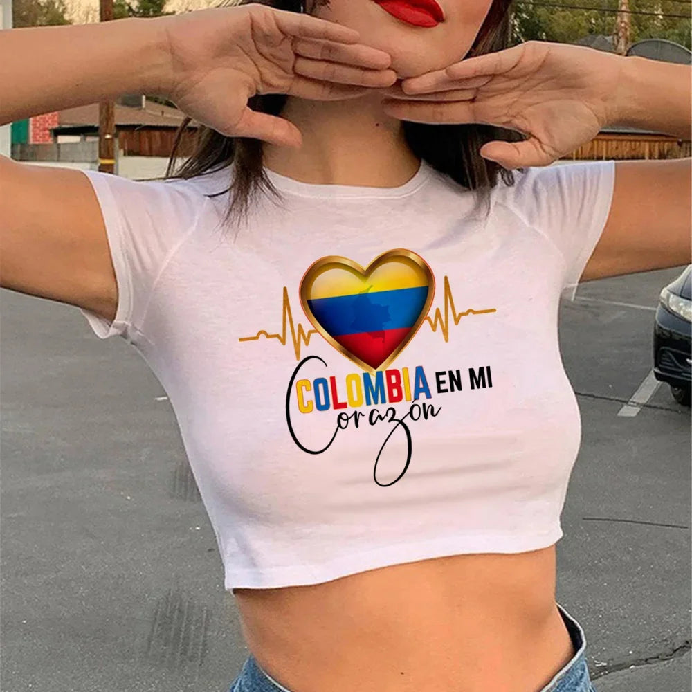 Colombia Anime T Shirt for Women - Stylish Manga Design Tee for Female Anime Fans