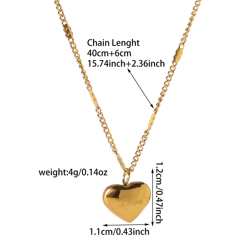 Stainless Steel Heart Necklace for Women Simple Pendant Jewelry Gift