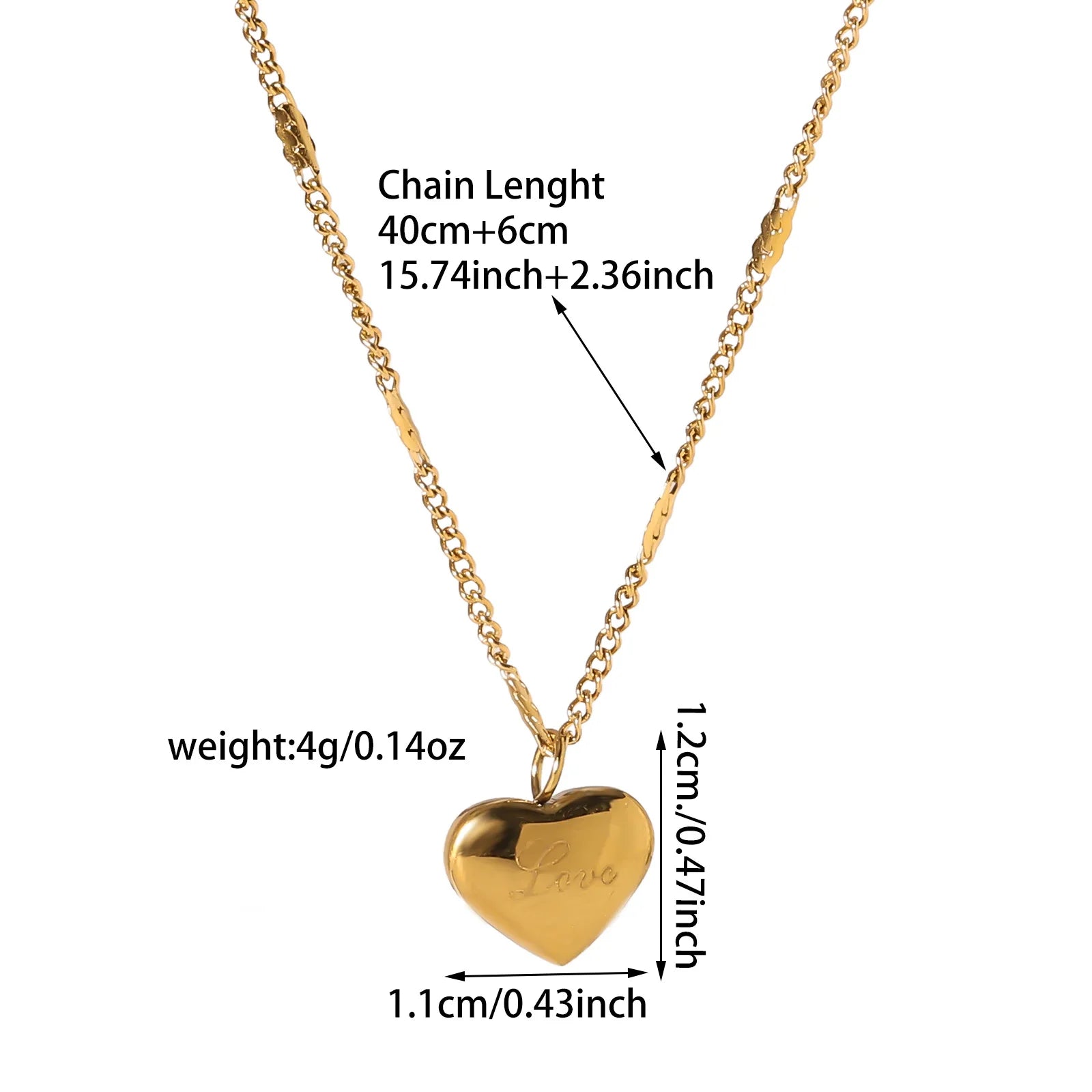 Stainless Steel Heart Necklace for Women Simple Pendant Jewelry Gift