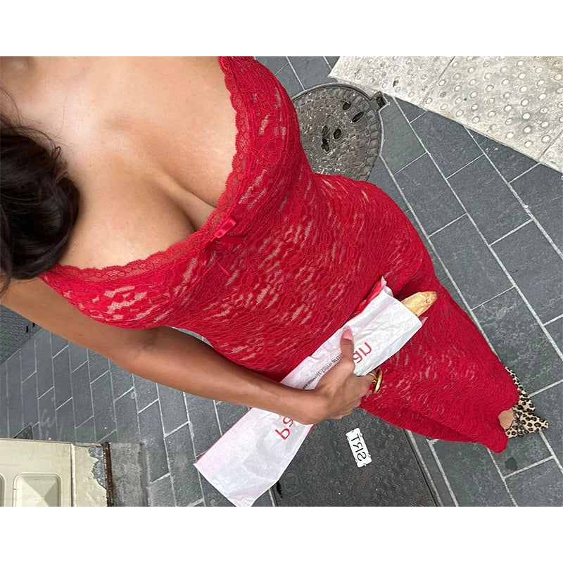 Sexy Lace Backless Halter Dress For Evening Party Wear