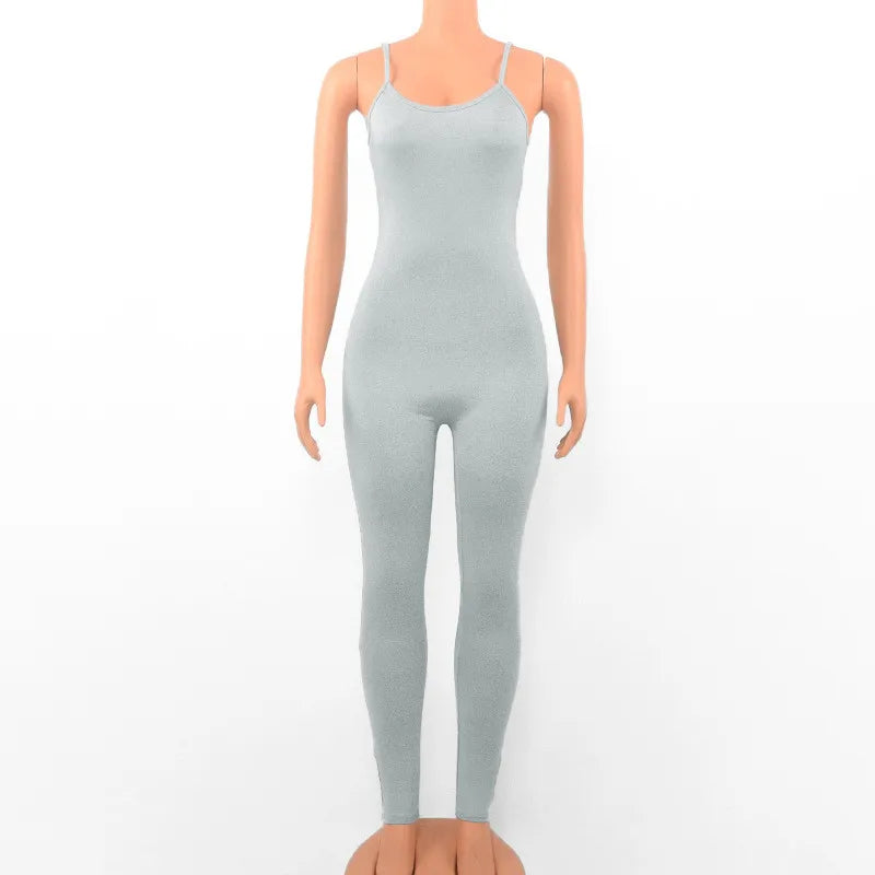 Women's Sleeveless Black Bodycon Jumpsuit Sexy Backless Slim Fit Casual Romper Streetwear Overall