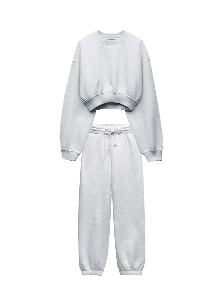 Women's Casual Sweater Pants Suit for Fall and Winter Elegant Sportswear Set