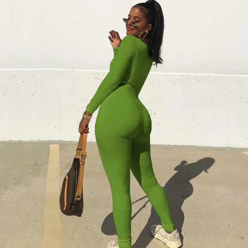 Sexy Black Butt Lift Jumpsuit for Women Long Sleeve Skinny Fitness Romper Casual Streetwear Autumn Fashion