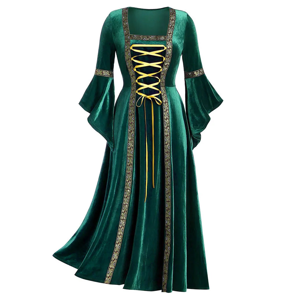 Medieval Cosplay Dress for Women Long Sleeve Elegant Gown