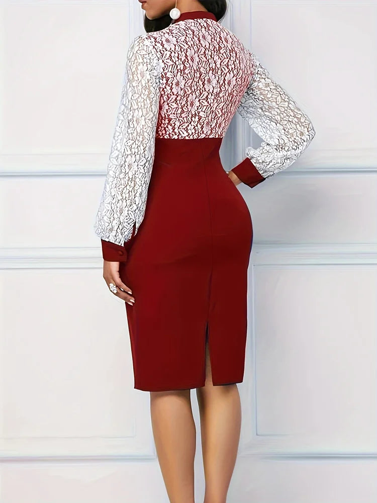 Casual Elegant Solid Bandage Dress With Patchwork Cutouts