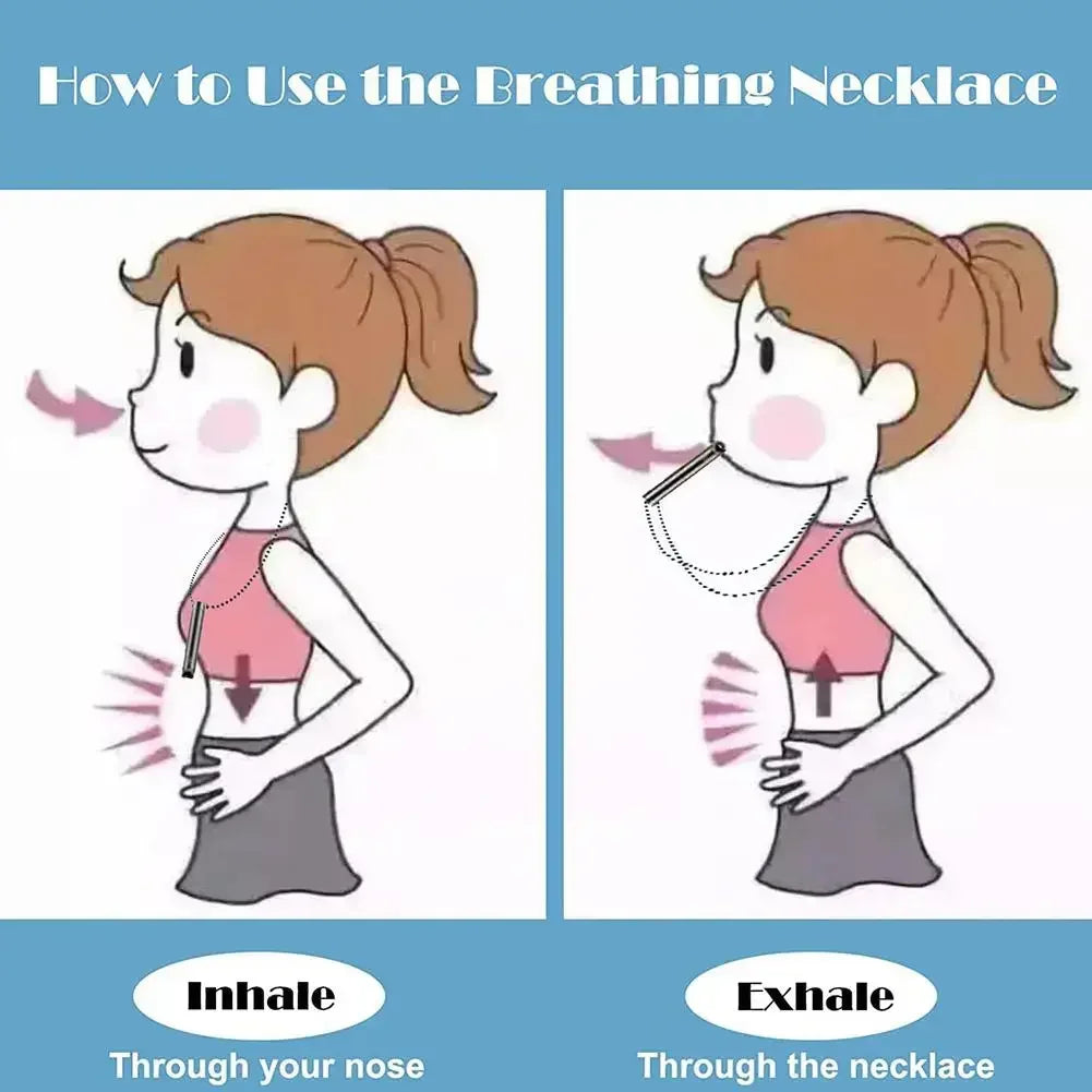 Breathing Anxiety Necklace for Mindfulness and Stress Relief Stainless Steel Calming Chain in Gold Black Silver and Rose Gold