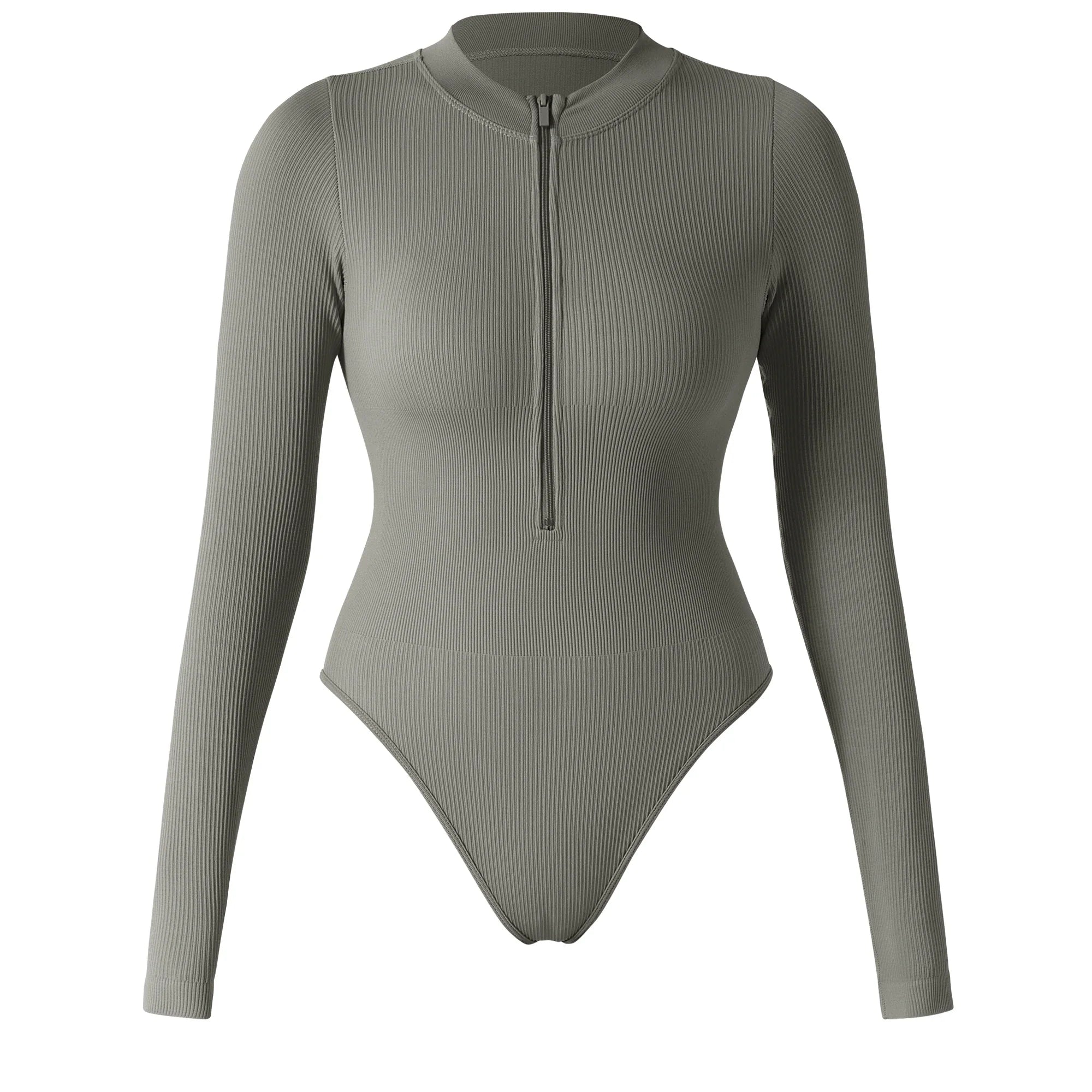 Bodycon Slim Fit Zipper Jumpsuit for Women Casual Brown Fitness Romper Streetwear Playsuit Overall