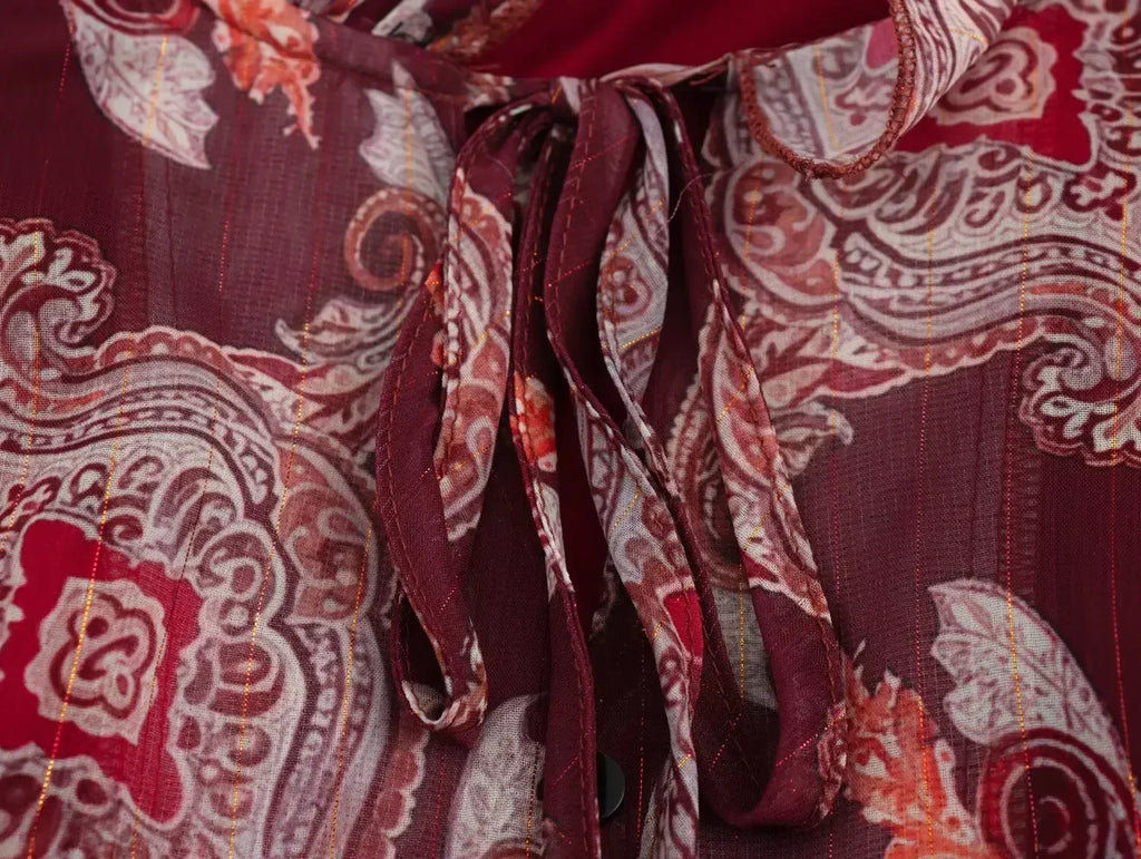 Printed Summer Long Sleeve Midi Dress for Women Chic